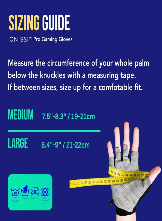 ONISSI Pro Gaming Gloves for Sweaty Hands | Sim Racing Gloves for Men and Women | Anti Sweat, Half Finger, Gamer Grip for Video Games on PS4/PS5/Xbox/Computer/PC/VR/Mobile/Sim Racer - Image 2